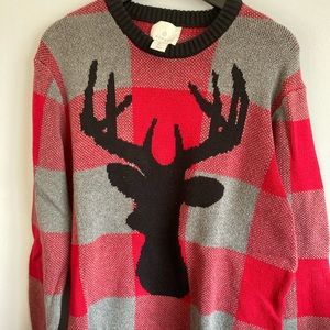 Red Deer Argyle Holiday Sweater